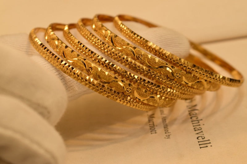 24K One Dip Gold Plated Elegant Karay Six Bangles Set for Girls/Women