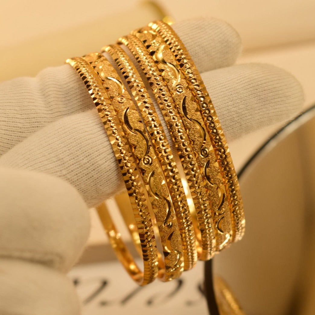 24K One Dip Gold Plated Elegant Karay Six Bangles Set for Girls/Women