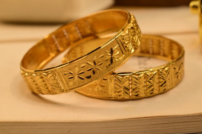 24K One Dip Gold Plated Elegant Karay Bangles Set for Girls/Women