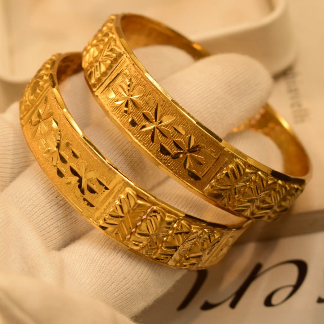 24K One Dip Gold Plated Elegant Karay Bangles Set for Girls/Women