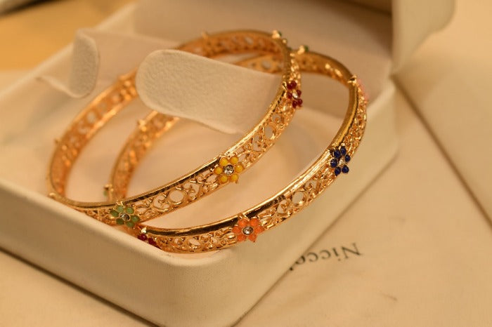 24K One Dip Gold Plated Elegant Karay Bangles Set for Girls/Women