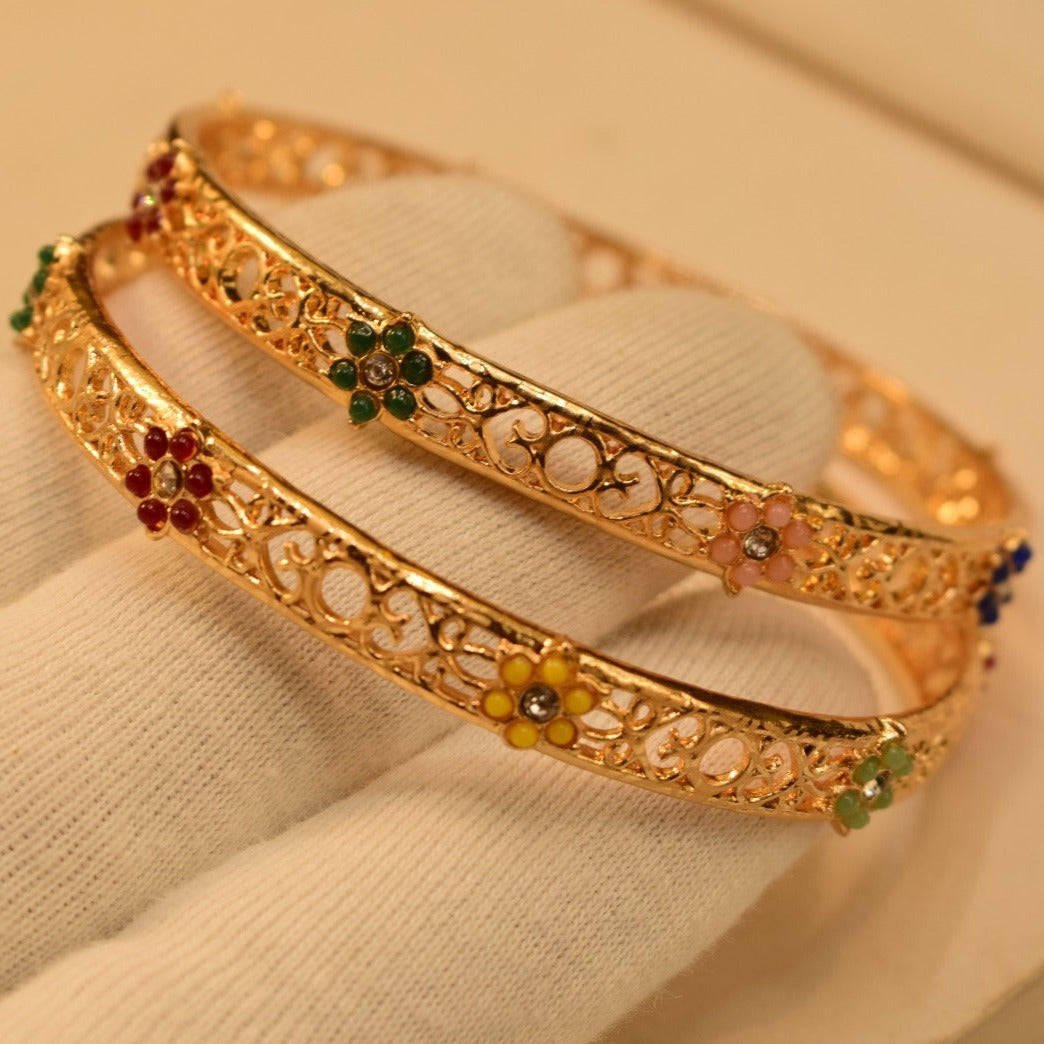 24K One Dip Gold Plated Elegant Karay Bangles Set for Girls/Women