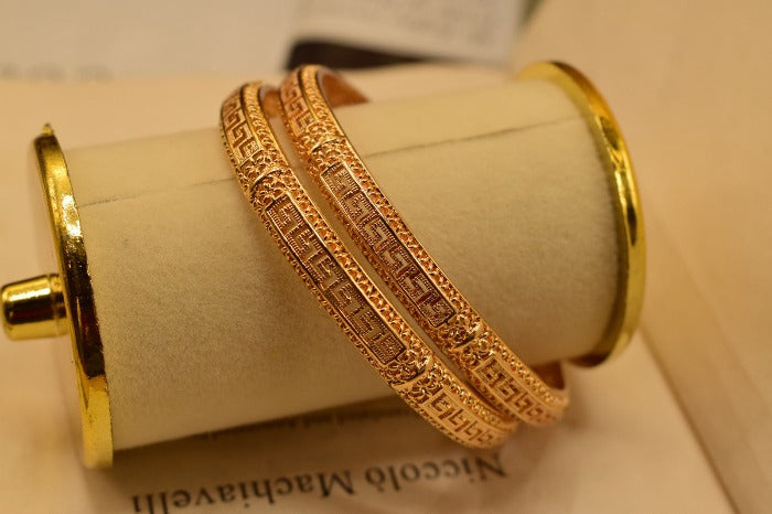 24K One Dip Gold Plated Elegant Karay Bangles Set for Girls/Women