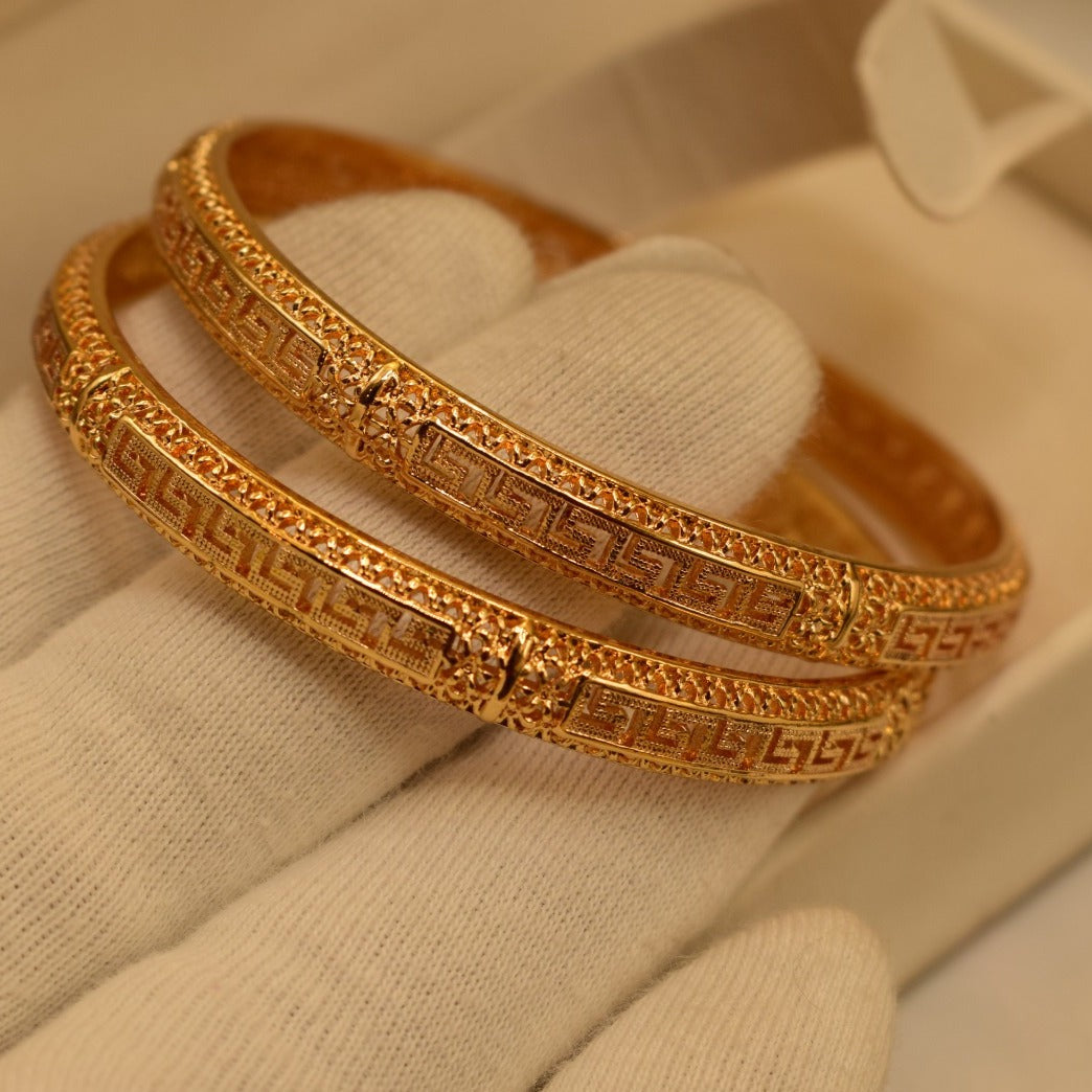 24K One Dip Gold Plated Elegant Karay Bangles Set for Girls/Women