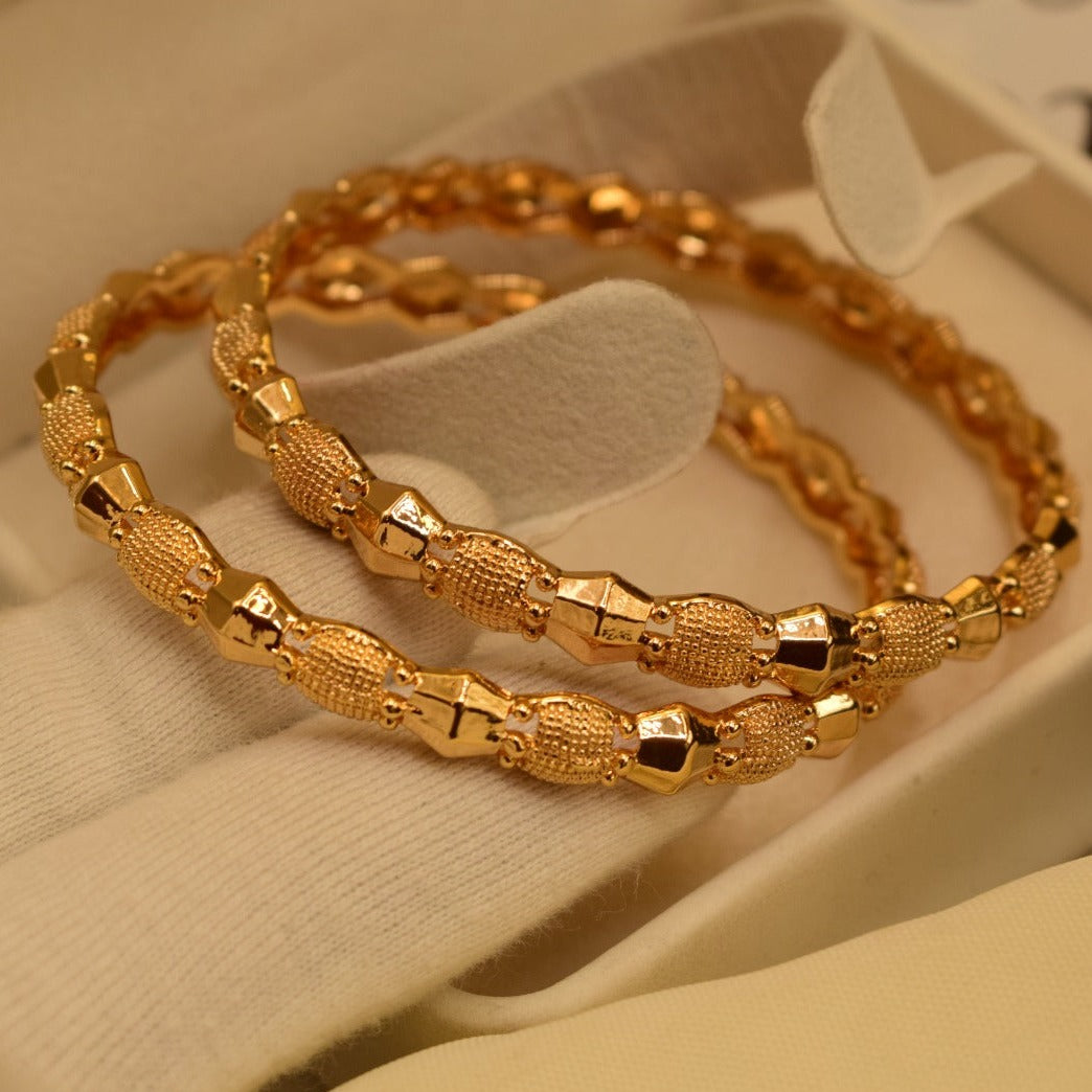 24K One Dip Gold Plated Elegant Karay Bangles Set for Girls/Women