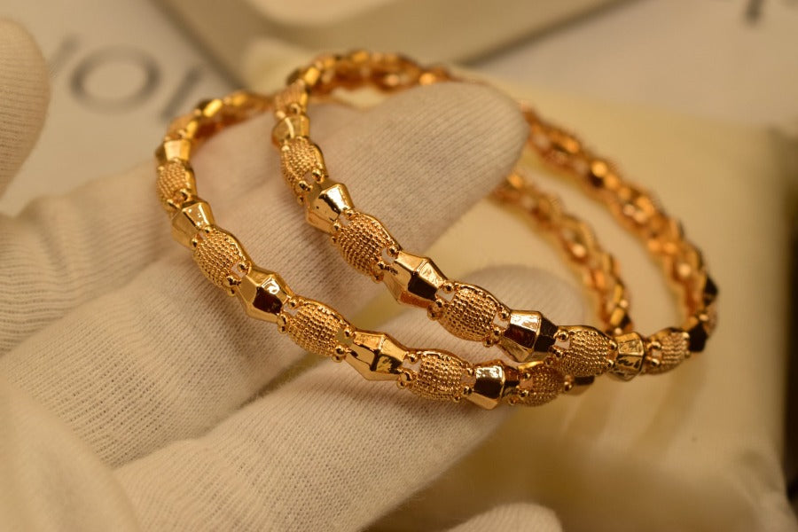 24K One Dip Gold Plated Elegant Karay Bangles Set for Girls/Women