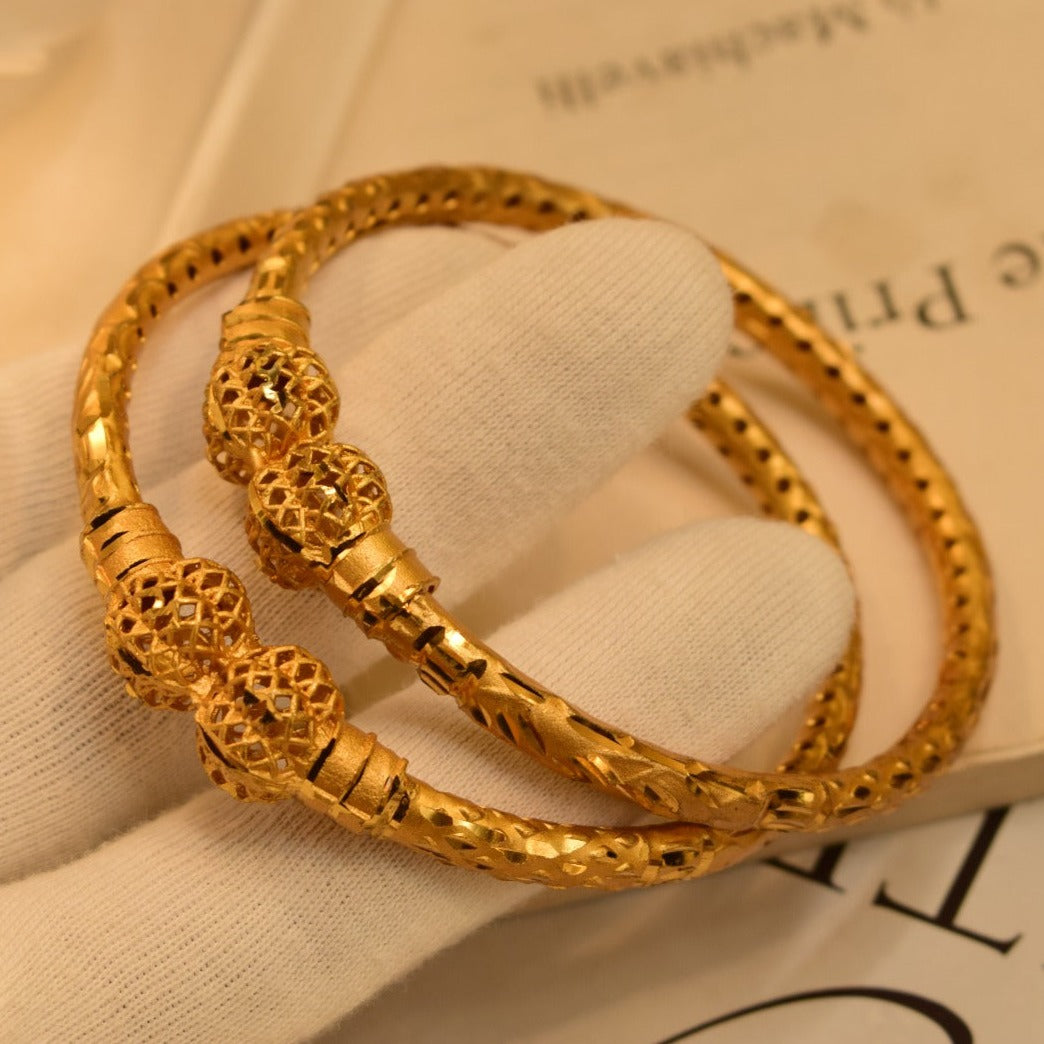 24K One Dip Gold Plated Elegant Karay Bangles Set for Girls/Women