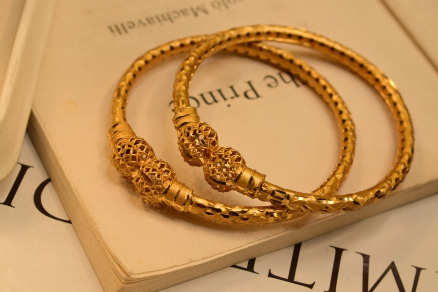 24K One Dip Gold Plated Elegant Karay Bangles Set for Girls/Women