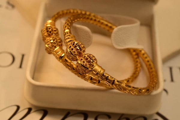 24K One Dip Gold Plated Elegant Karay Bangles Set for Girls/Women