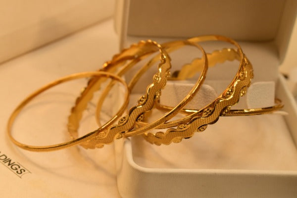 24K One Dip Gold Plated Elegant Six Karay Bangles Set for Girls/Women