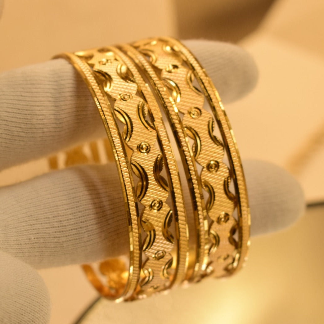 24K One Dip Gold Plated Elegant Six Karay Bangles Set for Girls/Women