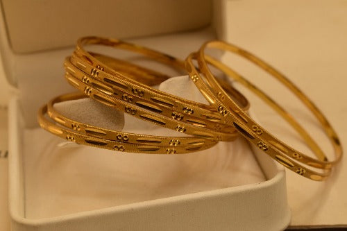 24K One Dip Gold Plated Elegant Eight Bangles Set for Girls/Women