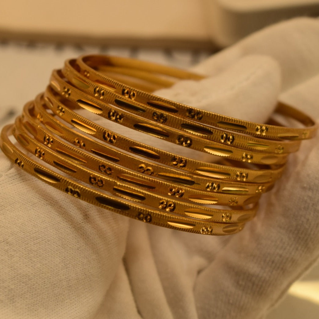 24K One Dip Gold Plated Elegant Eight Bangles Set for Girls/Women