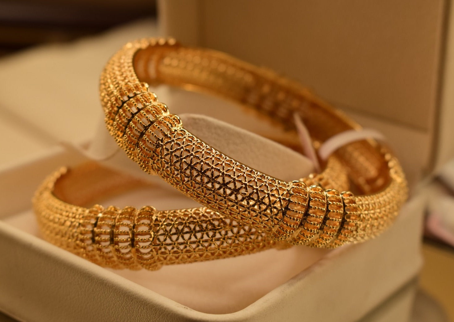 24K One Dip Gold Plated Elegant Kara Bangles Set for Girls/Women