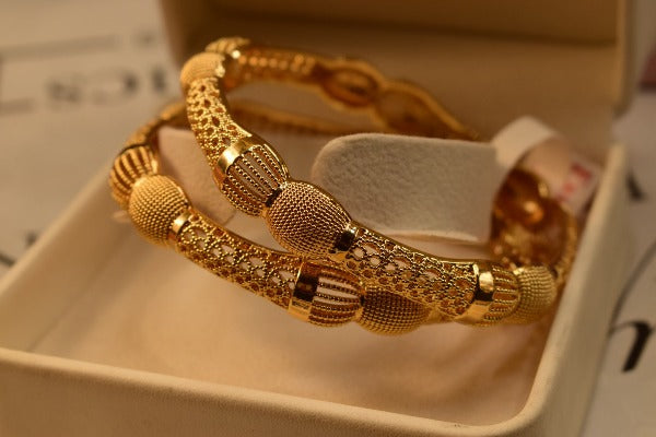 24K One Dip Indian Gold Plated Stylish Bangles Set for Girls/Women