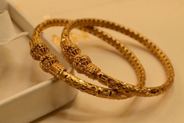 24K One Dip Madarasi Design Gold Plated Bangles for Girls/Women