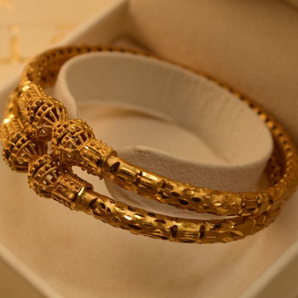 24K One Dip Madarasi Design Gold Plated Bangles for Girls/Women