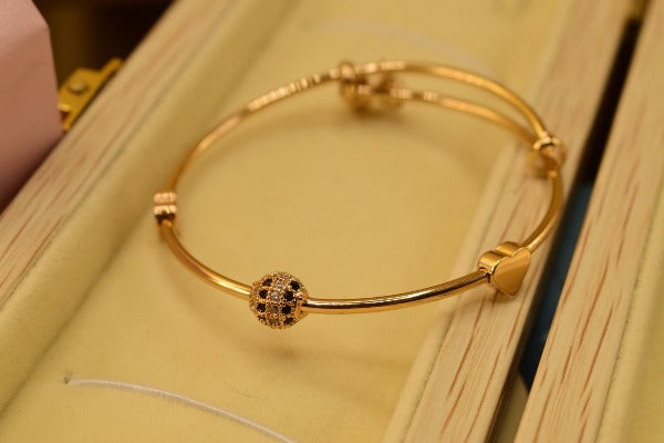 Stylish Golden Heart Ball Single Kara Bangles for Girls/Women