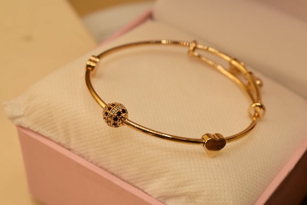 Stylish Golden Heart Ball Single Kara Bangles for Girls/Women