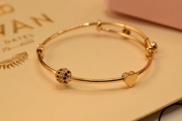 Stylish Golden Heart Ball Single Kara Bangles for Girls/Women