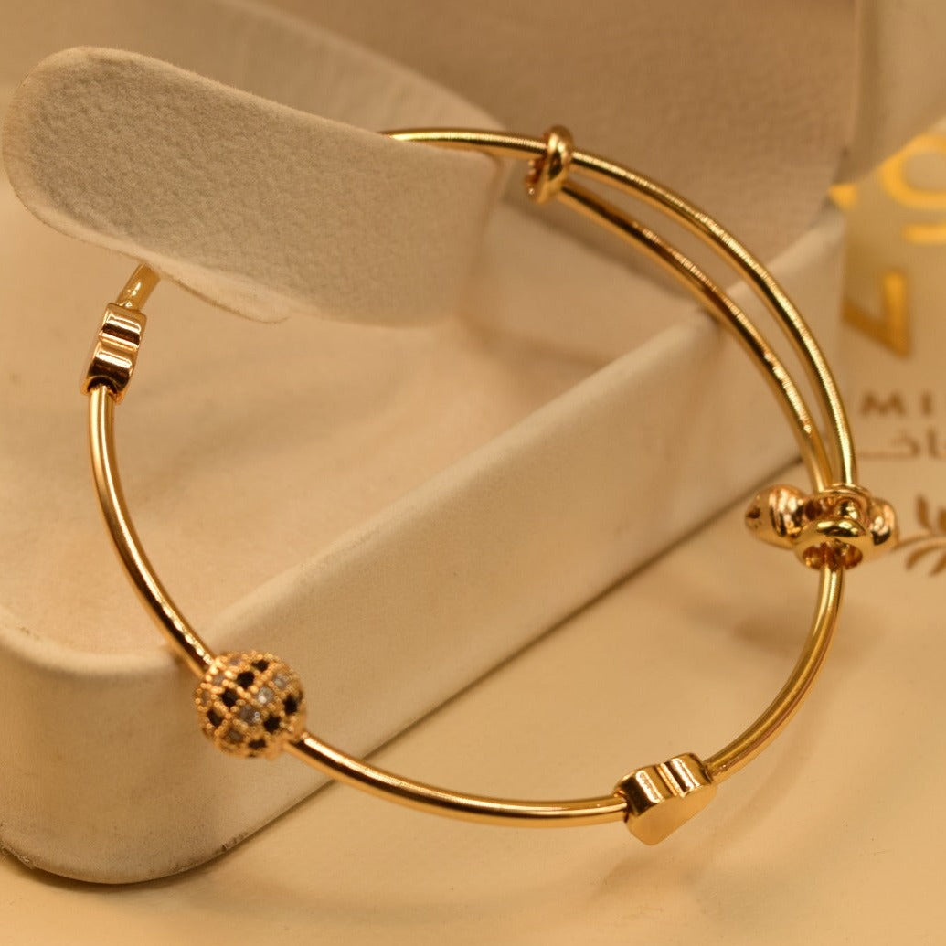 Stylish Golden Heart Ball Single Kara Bangles for Girls/Women