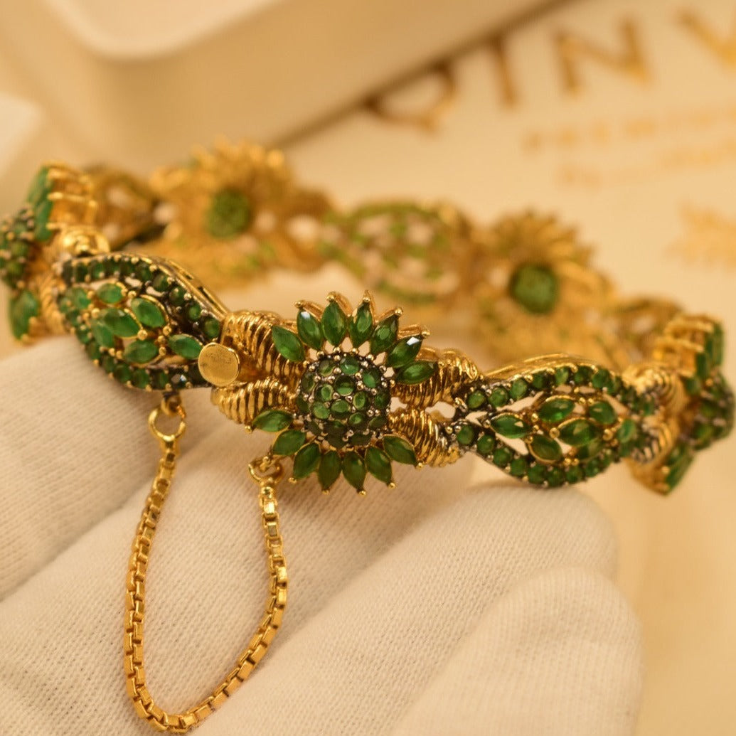 Elegant Design Gold Plated Maroon/Green Bangles for Girls/Women