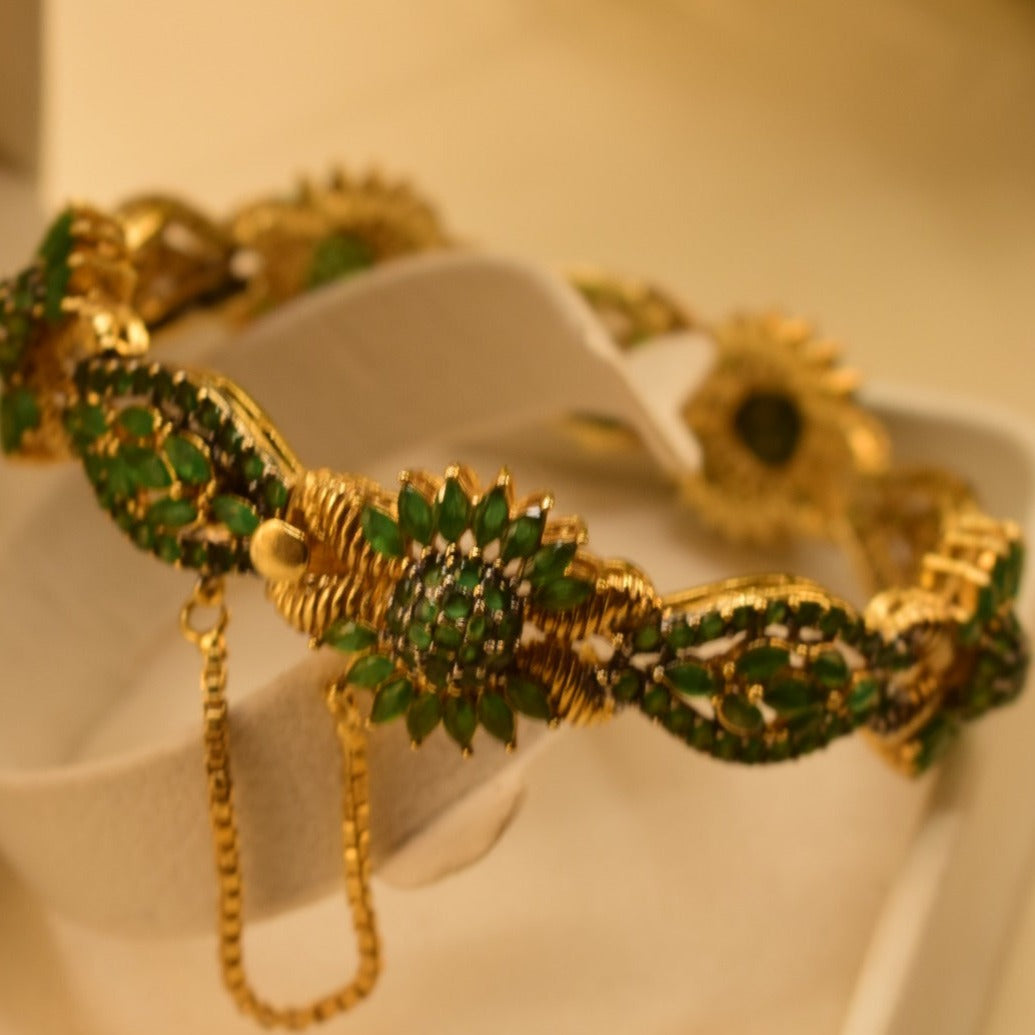 Elegant Design Gold Plated Maroon/Green Bangles for Girls/Women