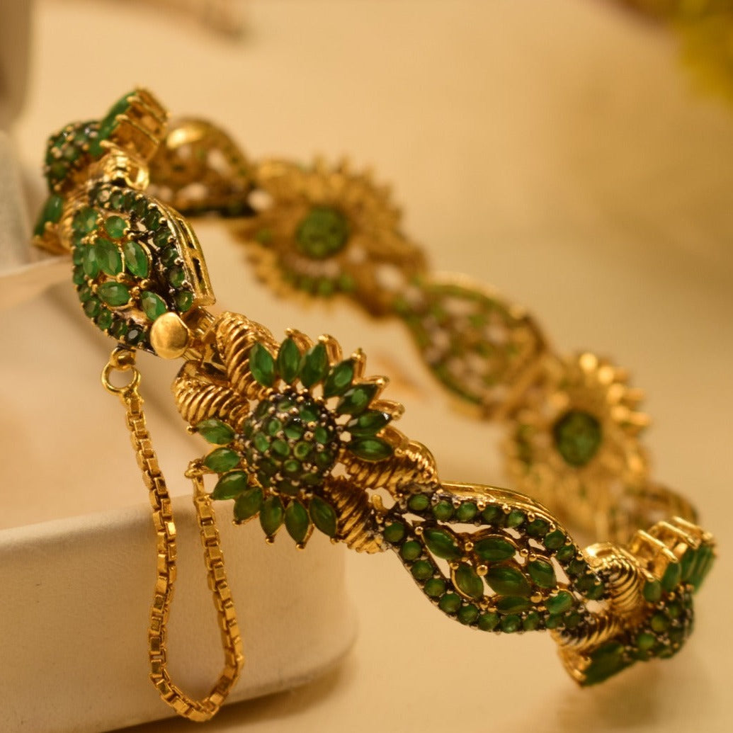 Elegant Design Gold Plated Maroon/Green Bangles for Girls/Women