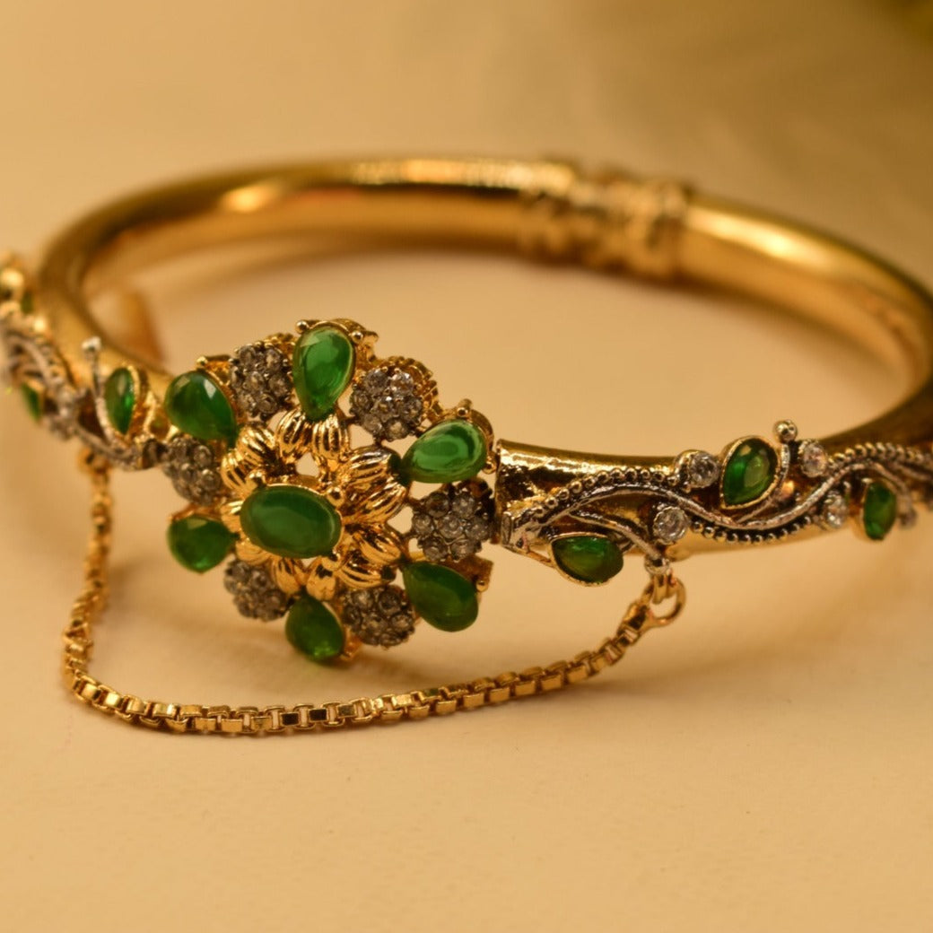 Elegant Fancy Gold Plated Real Stones Bangle for Girls/Women