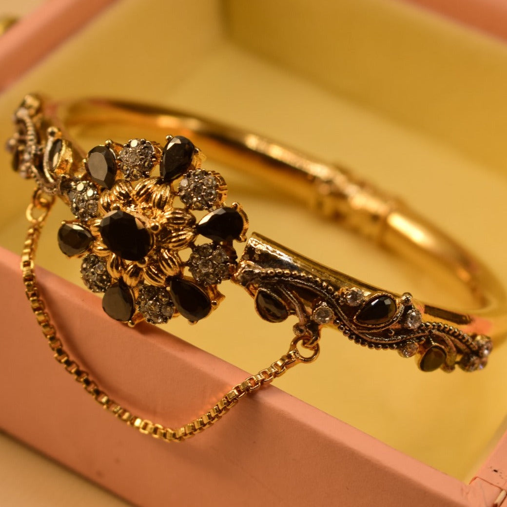 Elegant Fancy Gold Plated Real Stones Bangle for Girls/Women