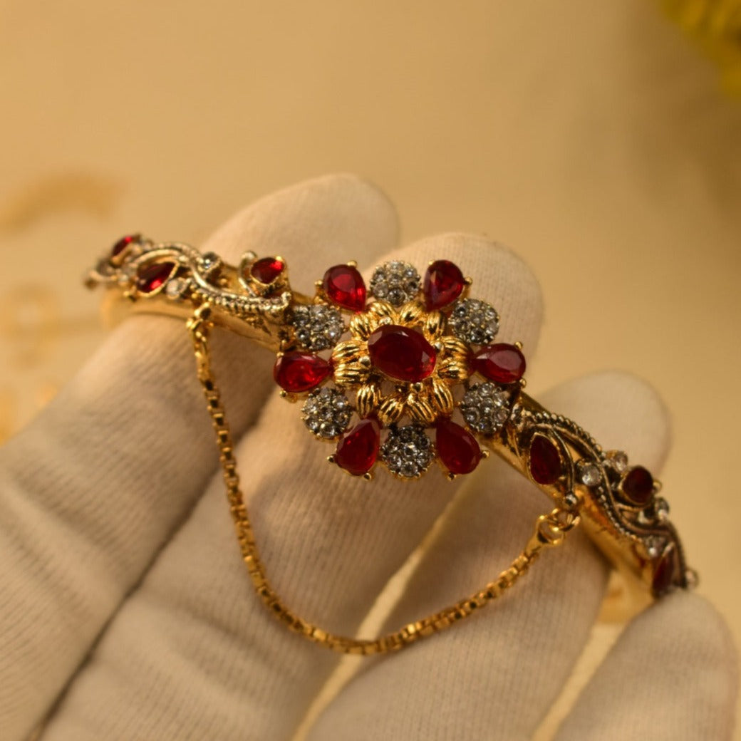 Elegant Fancy Gold Plated Real Stones Bangle for Girls/Women