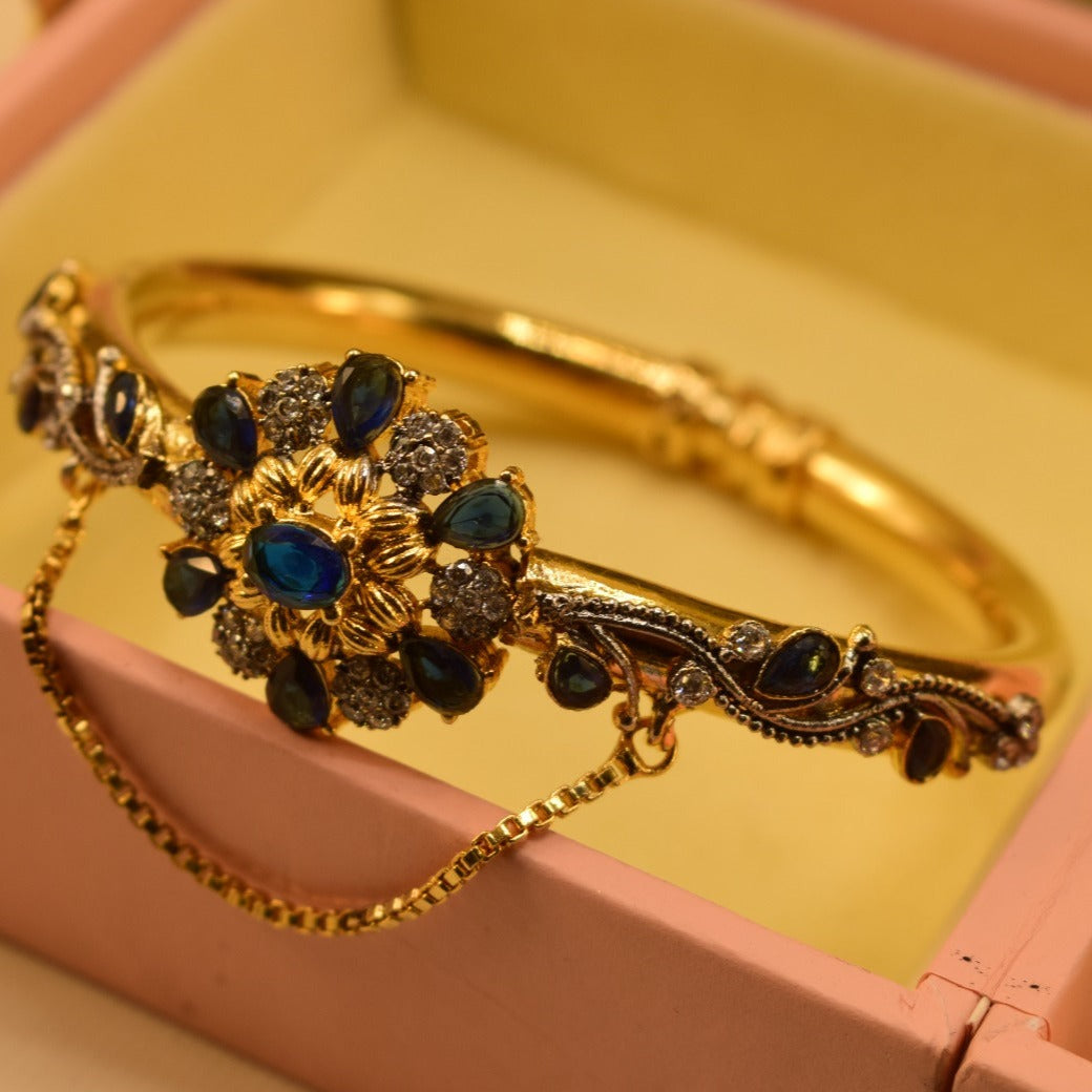 Elegant Fancy Gold Plated Real Stones Bangle for Girls/Women