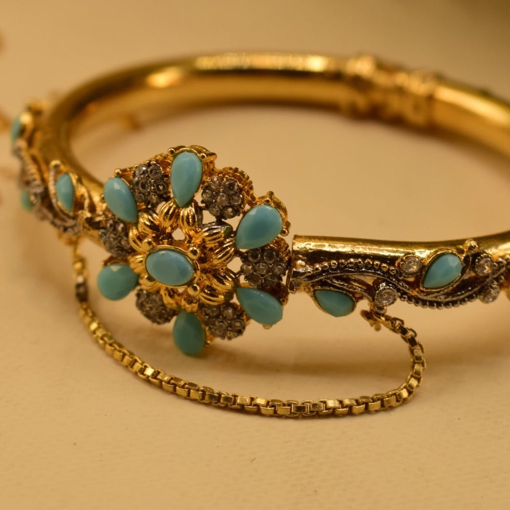 Elegant Fancy Gold Plated Real Stones Bangle for Girls/Women