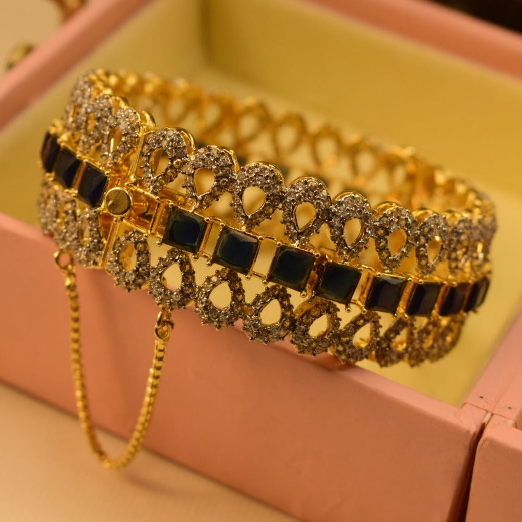 Glamorous Gold Plated Real Stones Bangle for Girls/Women