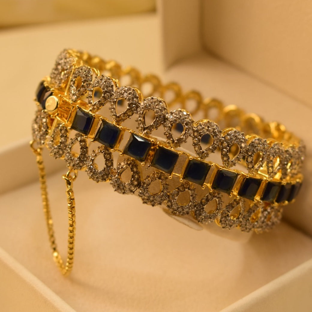 Glamorous Gold Plated Real Stones Bangle for Girls/Women