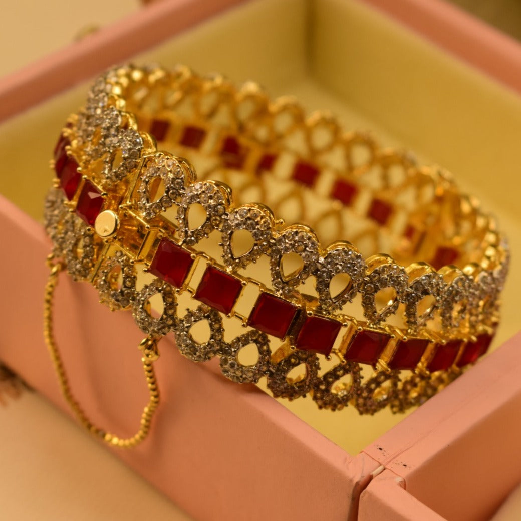 Glamorous Gold Plated Real Stones Bangle for Girls/Women