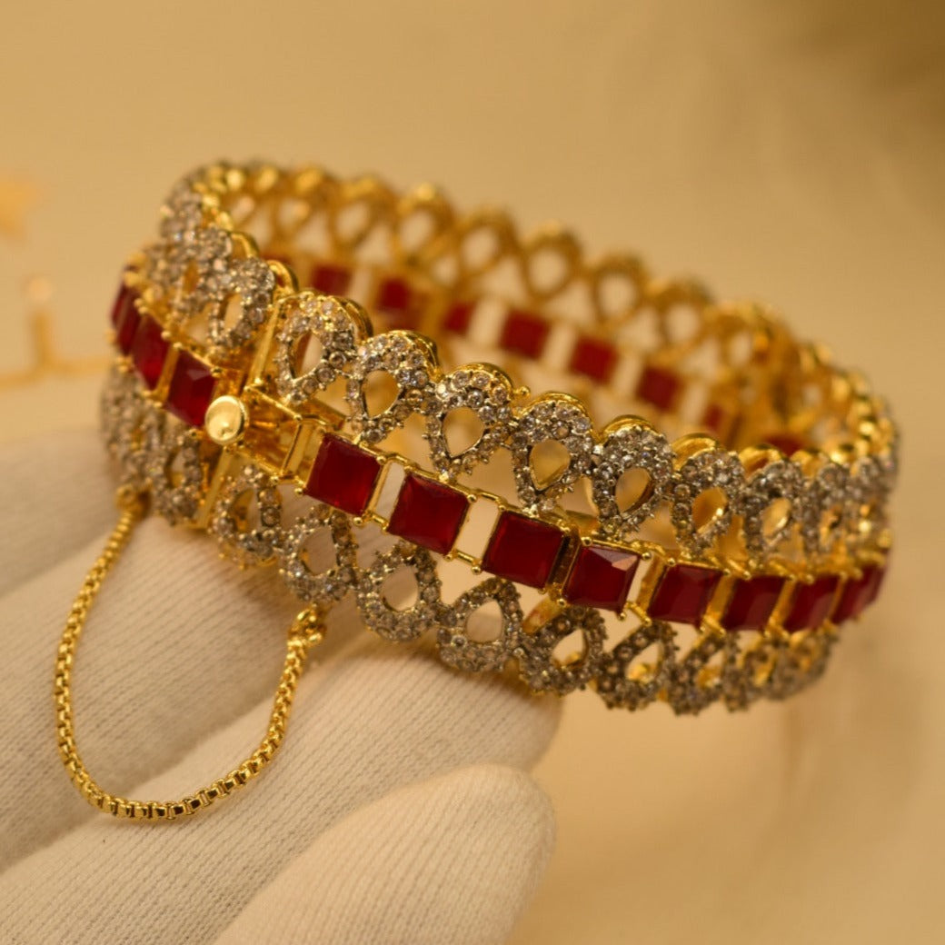 Glamorous Gold Plated Real Stones Bangle for Girls/Women