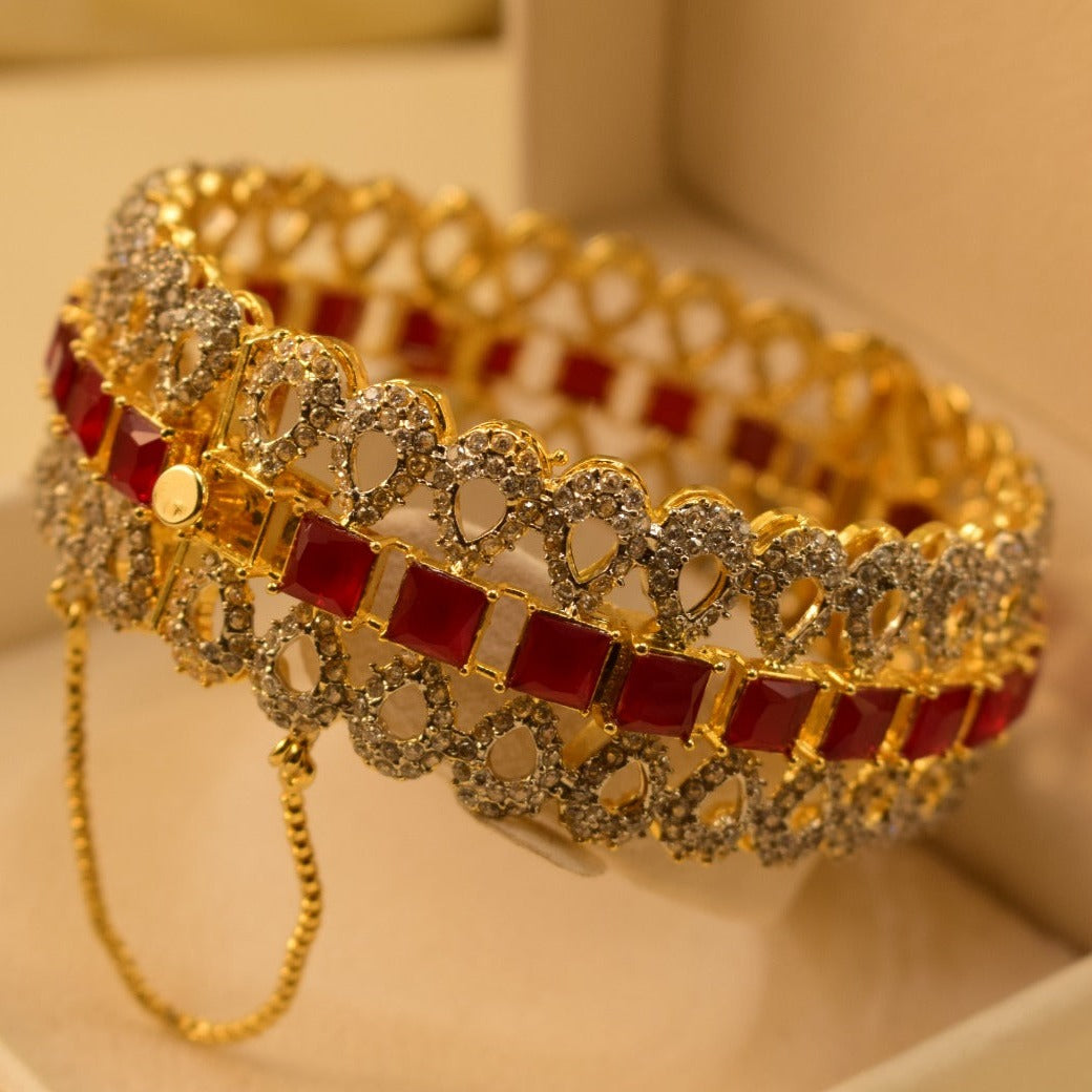 Glamorous Gold Plated Real Stones Bangle for Girls/Women