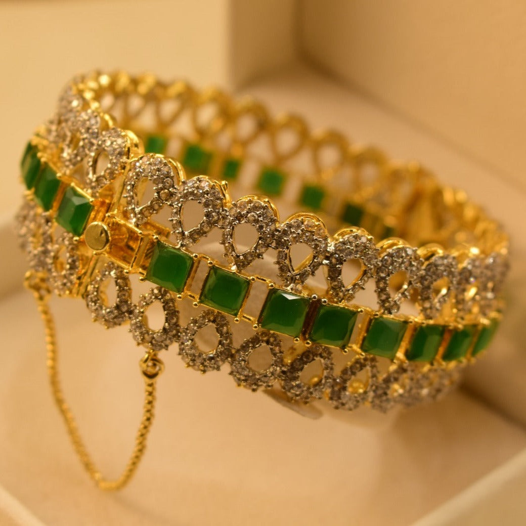 Glamorous Gold Plated Real Stones Bangle for Girls/Women