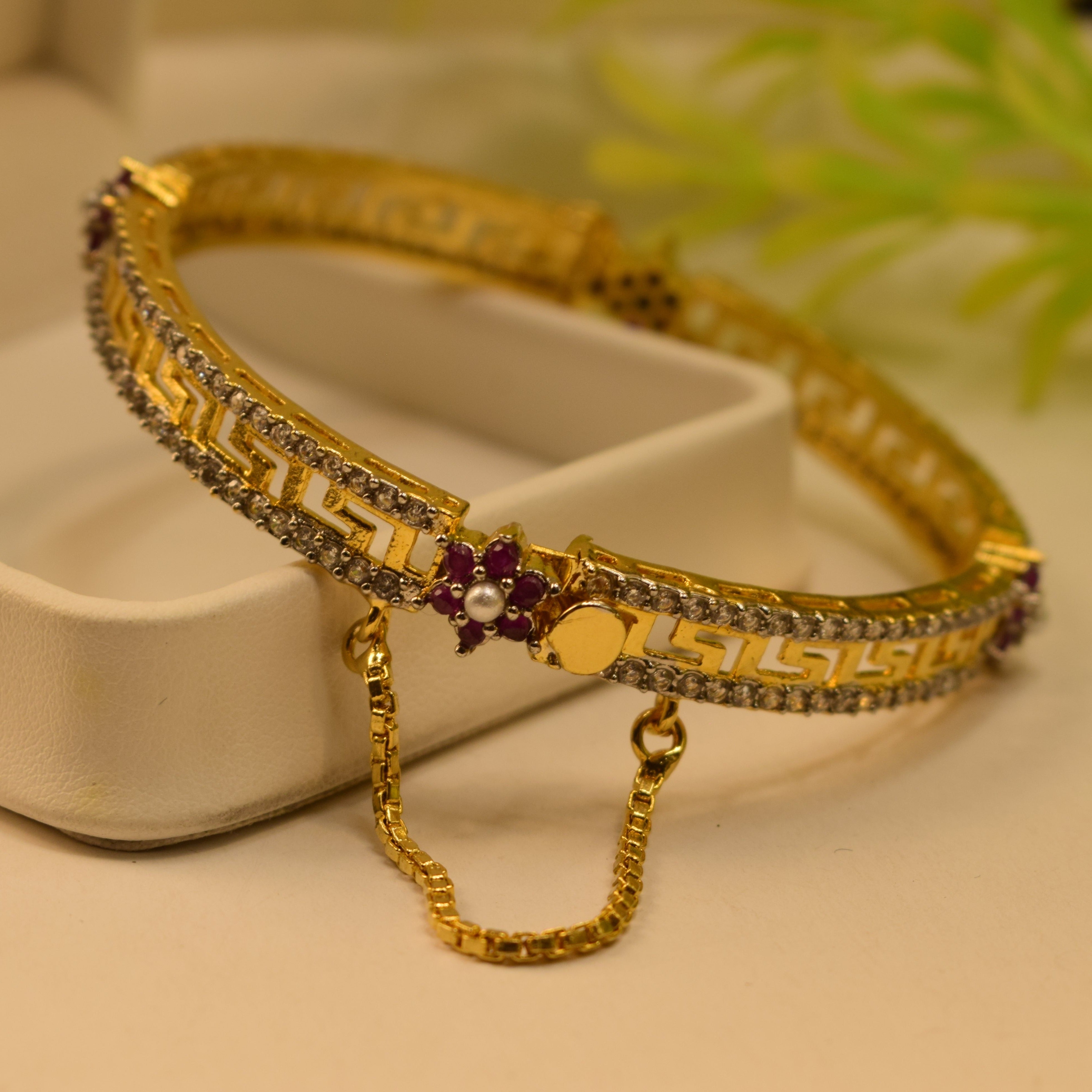 Glamorous Fancy Design Gold Plated Bangle for Girls/Women