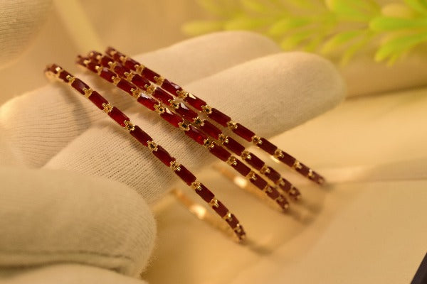 Luxury Unique Design Gold Plated Real Stones Bangle Set for Girls/Women