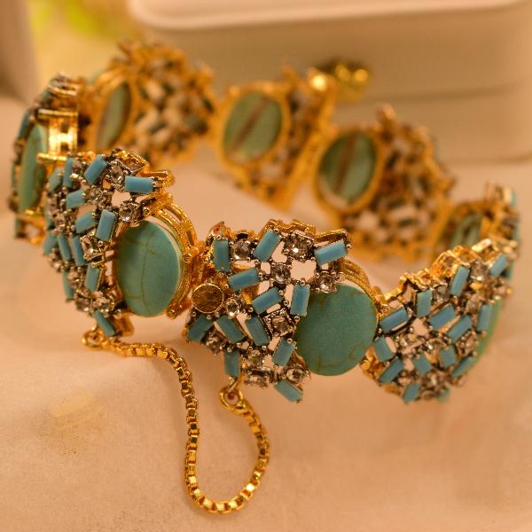 Luminous Unique Design Real Stones Gold Plated Bangle for Girls/Women