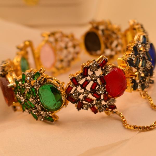 Luminous Unique Design Real Stones Gold Plated Bangle for Girls/Women