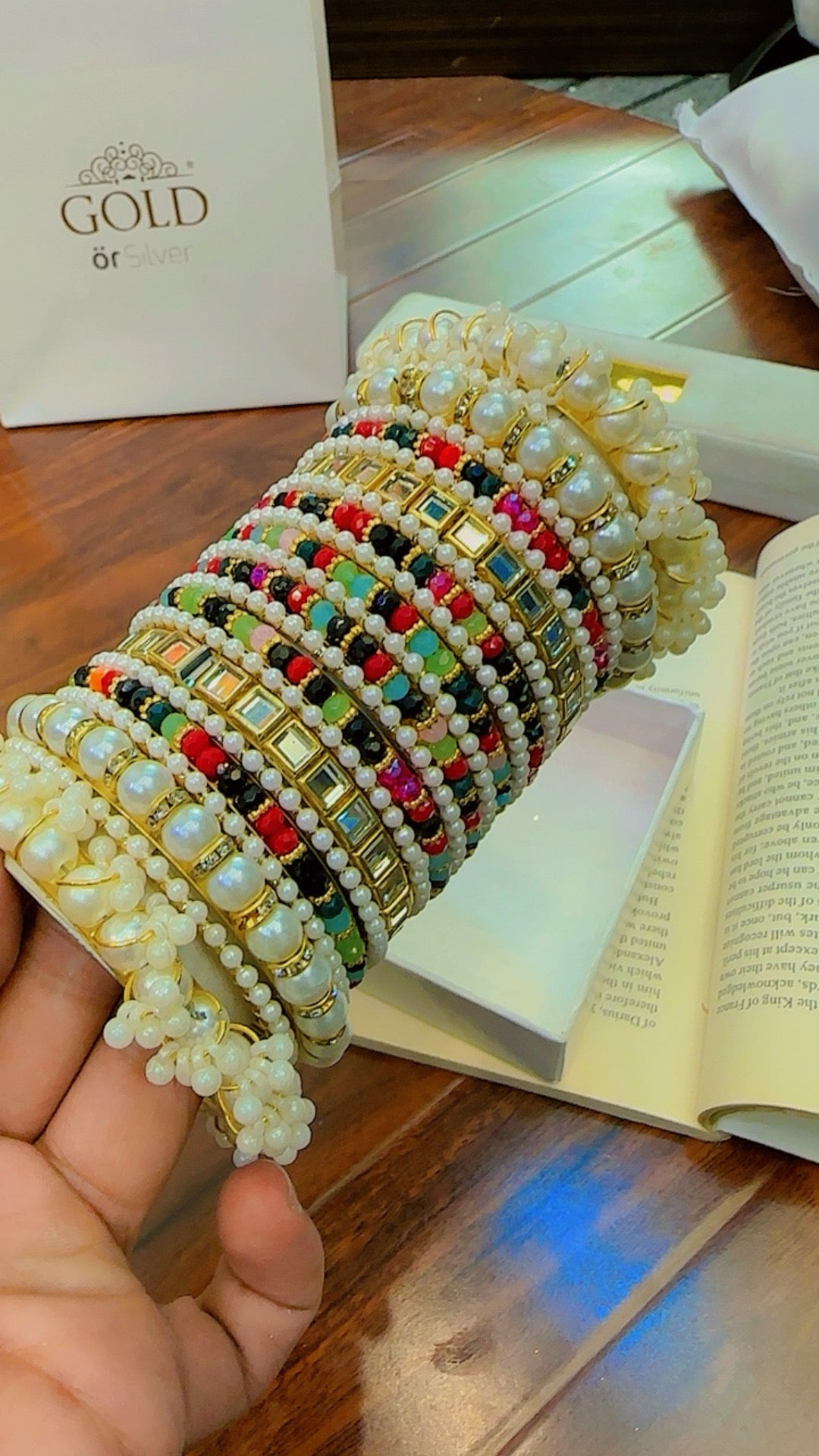 Elegant Multi Pearls Bangles Set for Girls/Women