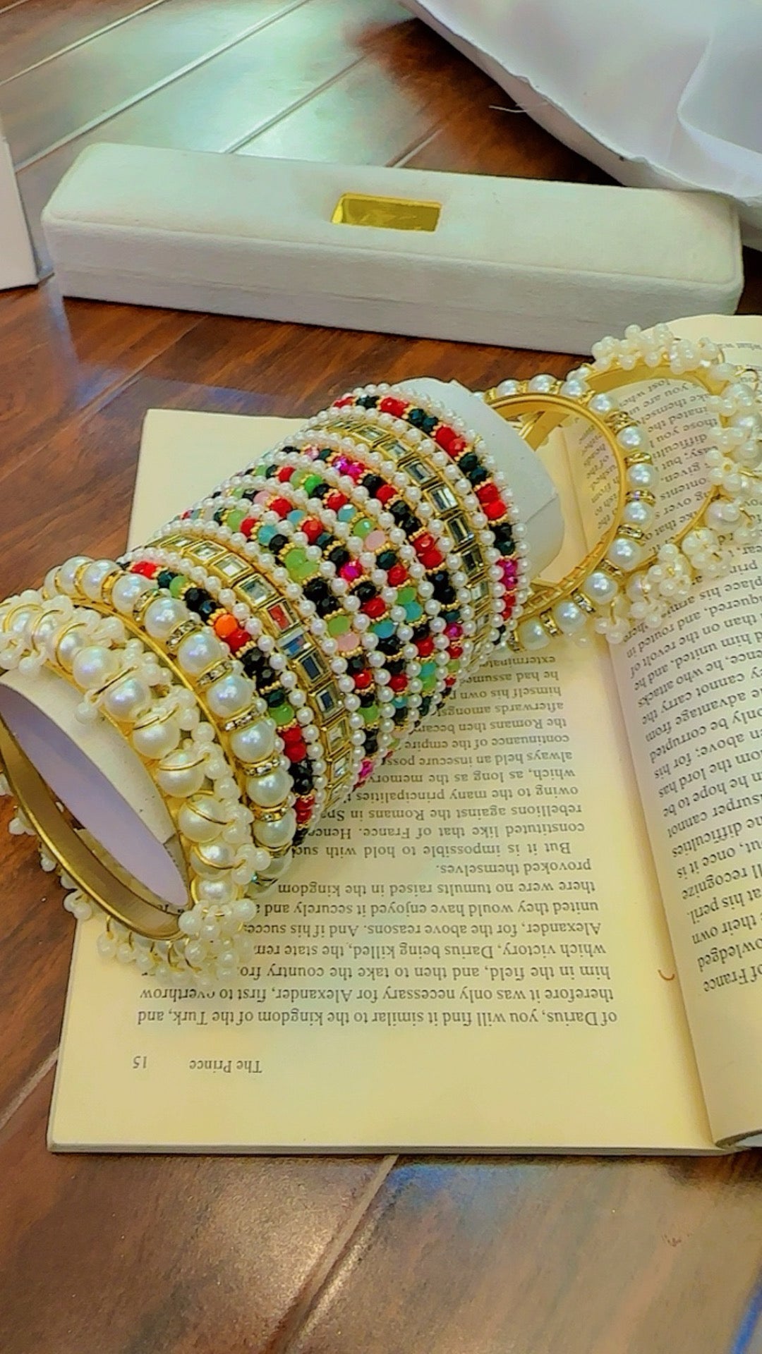 Elegant Multi Pearls Bangles Set for Girls/Women