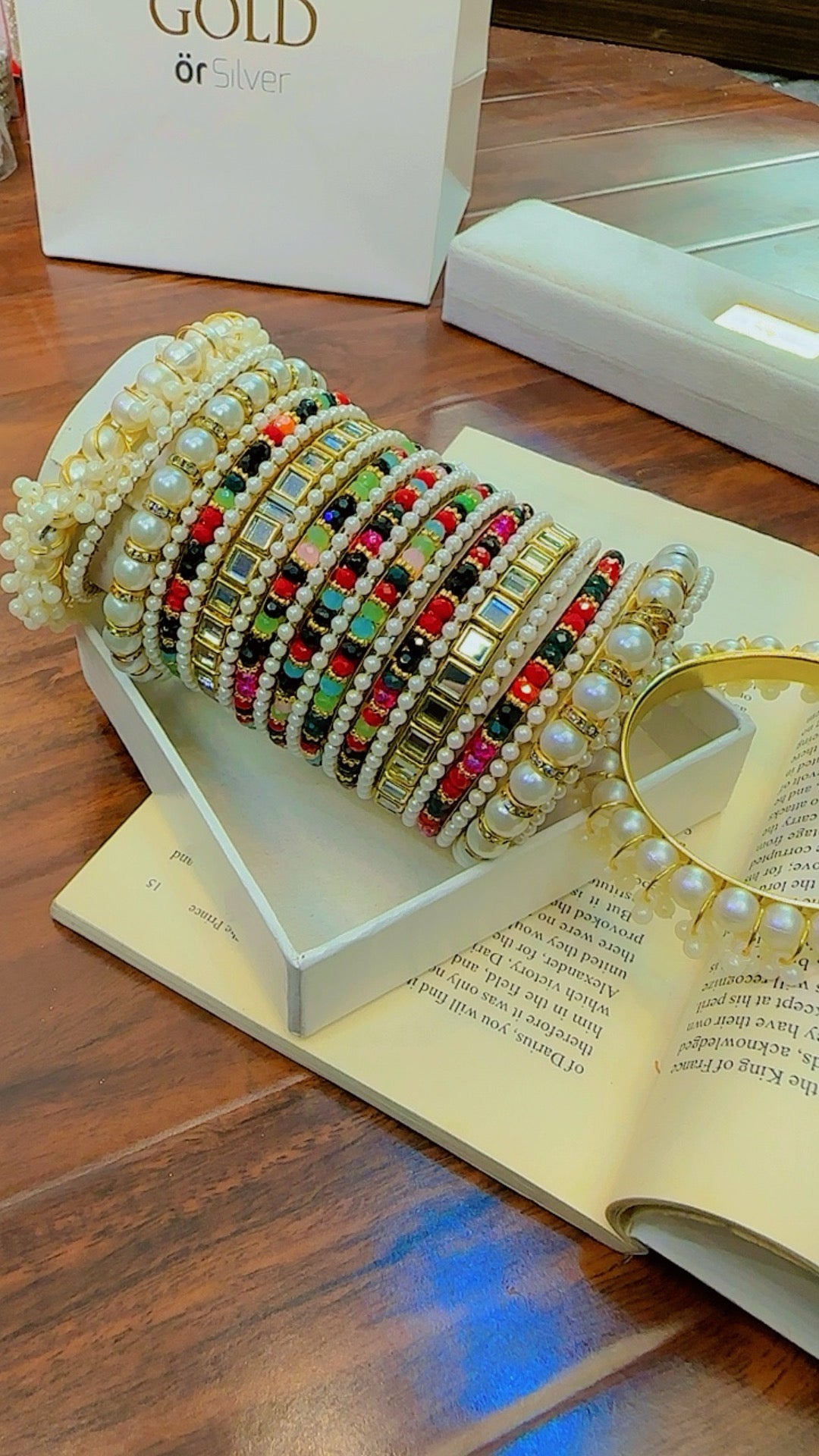 Elegant Multi Pearls Bangles Set for Girls/Women