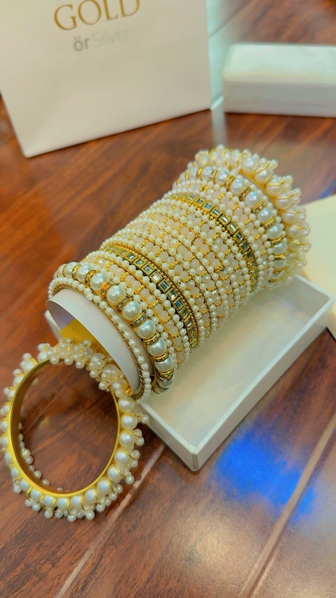 Stylish Design Bangles With Pearls Set for Girls/Women