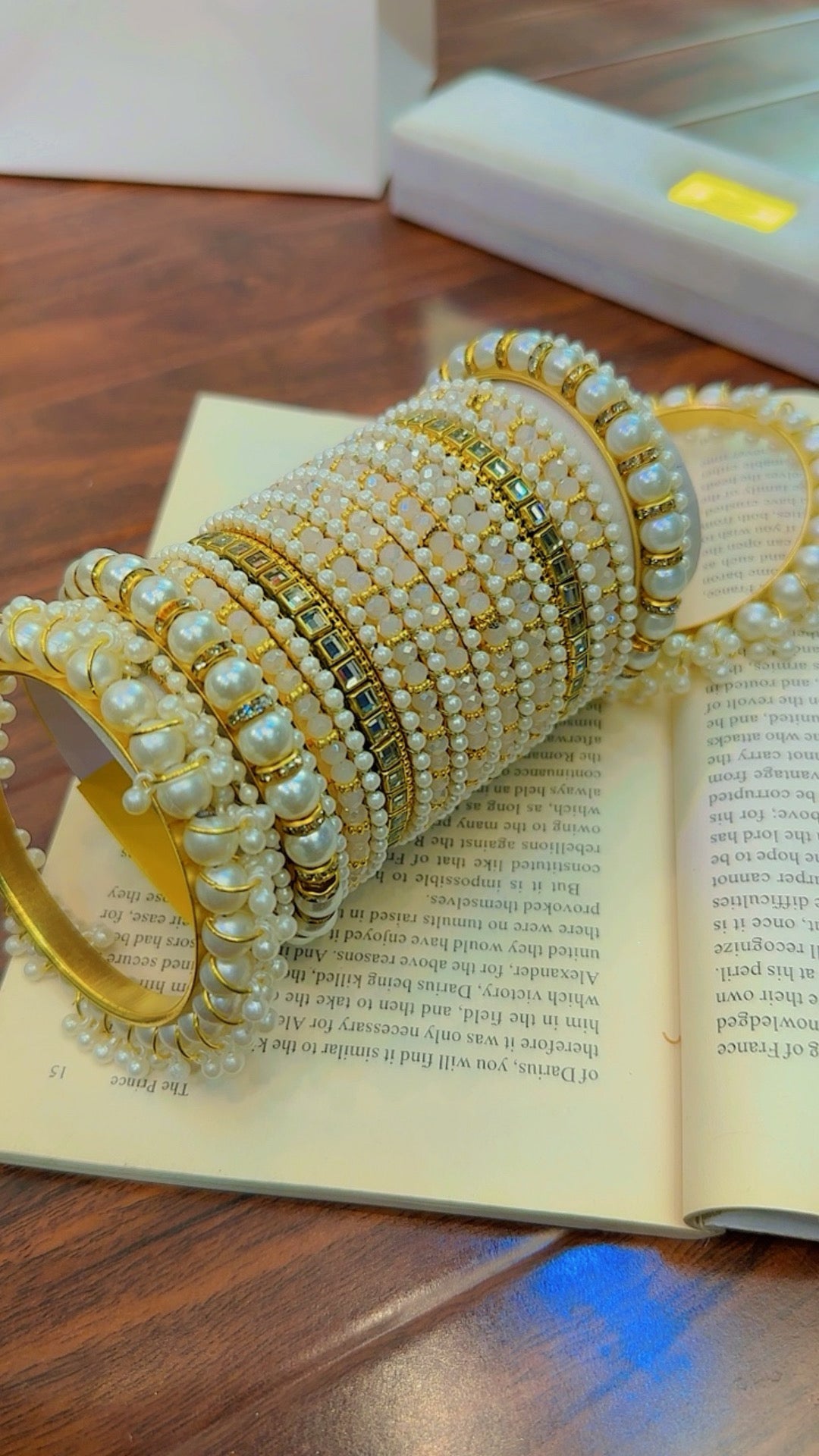 Stylish Design Bangles With Pearls Set for Girls/Women