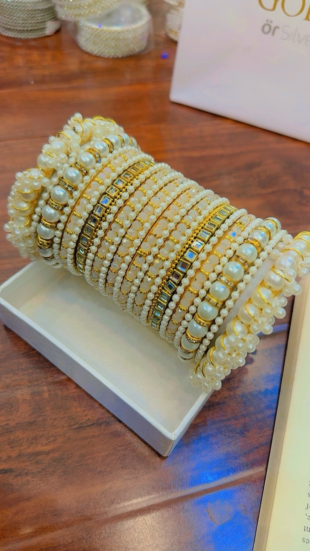 Stylish Design Bangles With Pearls Set for Girls/Women