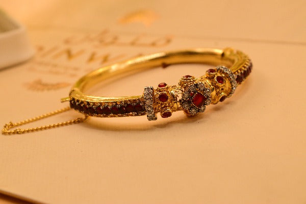 Elegant Real Stones Gold Plated Bangle for Girls/Women